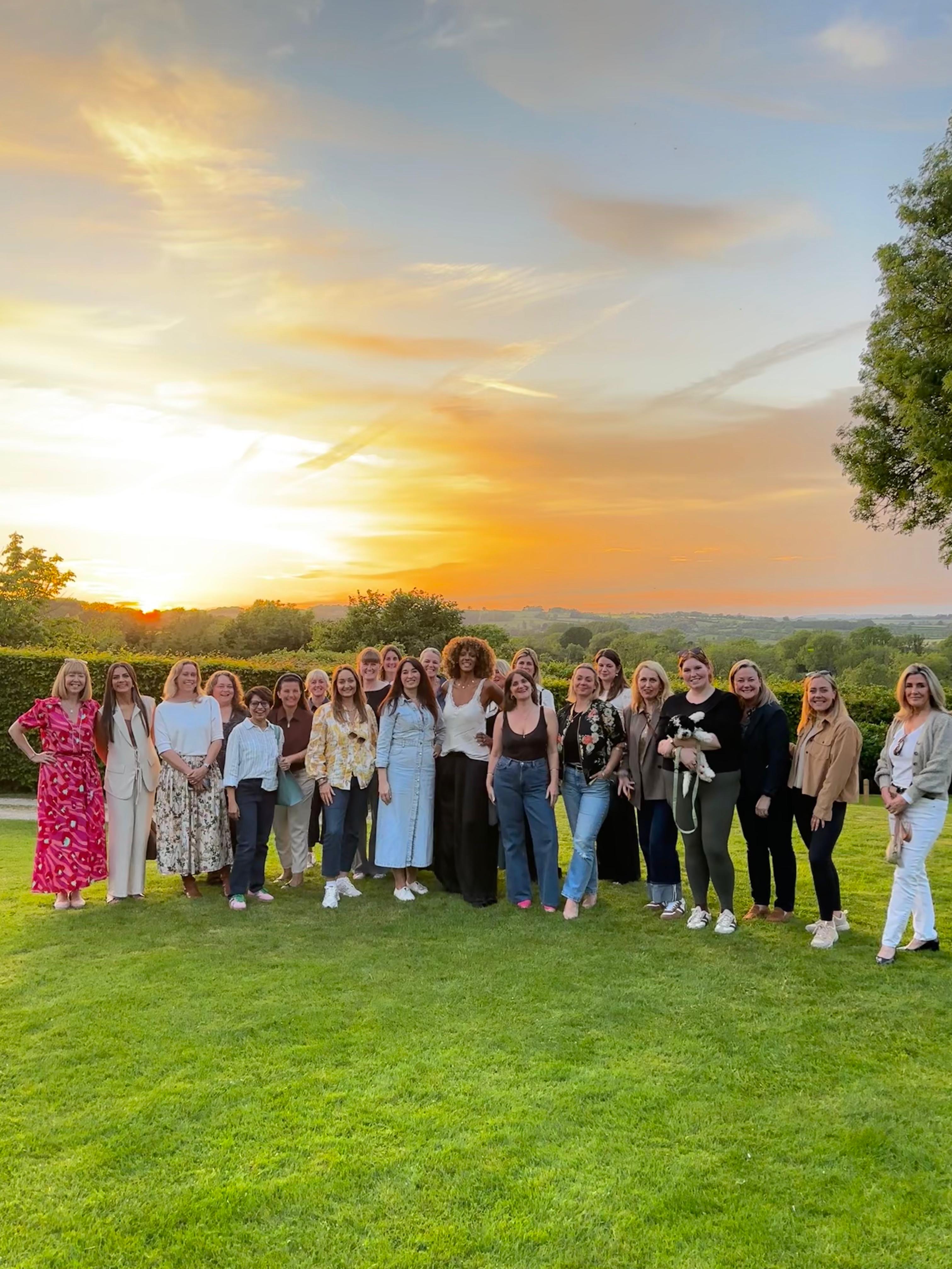 Judith with community in the Cotswolds